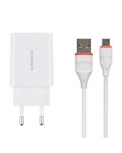 Зарядний пристрій Borofone BA21A QC 3.0 18W + кабель micro-USB Білий (White)