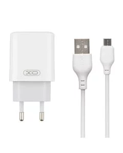 Зарядний пристрій XO L85C (2USB) 12W 2.4A + кабель Micro-USB Білий (White)