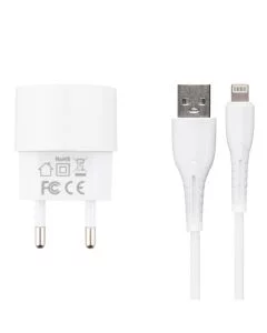 Зарядний пристрій Usams T20 (2 USB) 2.1A + кабель Lightning Білий (White)