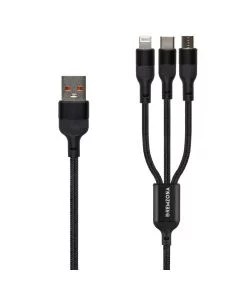 USB кабель Remzona 3в1 CUCLM1-01BK microUSB/Lightning/Type-C 1.2м 96W Чорний (Black)
