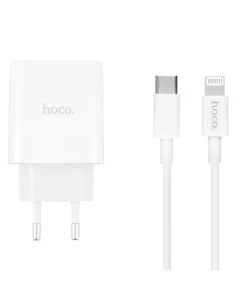 Зарядний пристрій Hoco C80A PD20W+QC3.0 + кабель Type-C to Lightning Білий (White)