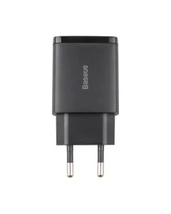 Baseus Compact Quick Charger 20W QCPD 1Type-C 1USB Чорний (Black)