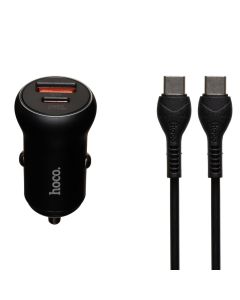 Автомобільний зарядний пристрій Hoco NZ5 Smooth road 30W/QC3.0 + кабель Type-C Чорний (Black)