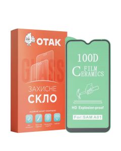 Захисне скло для Samsung A01 Ceramic Чорне (Black) Тех. KP