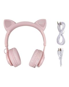 Бездротові повнорозмірні навушники Hoco W39 Cat Ear Рожеві (Pink)
