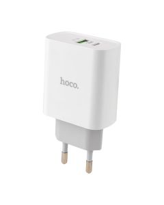 Зарядний пристрій Hoco C80A PD 20W+QC3.0 + кабель Type-C to Type-C Білий (White)