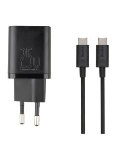 Зарядний пристрій Baseus Super Silicone PD 25W + кабель Type-C to Type-C Чорний (Black)