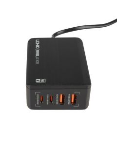 Зарядний пристрій LDNIO A4808Q 65W LED 2USB 2Type-C Чорний (Black)