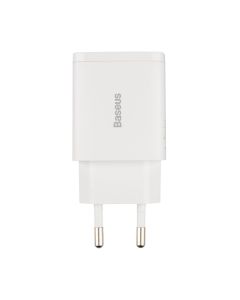 Baseus Compact Quick Charger 20W QC+PD (1USB-C + 1USB) Білий (White)