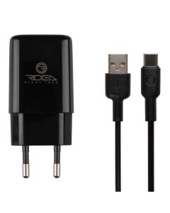 Зарядний пристрій Ridea RW-11211 (1USB) 2.1A + кабельType-C Чорний (Black)