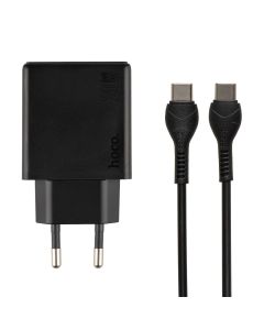 Зарядний пристрій Hoco N38 PD 20W/QC3.0 + кабель Type-C to Type-C Чорний (Black)