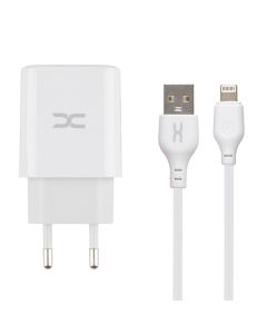 Зарядний пристрій DC CA-D24 (2 USB) 2.4A + кабель Lightning Білий (White)