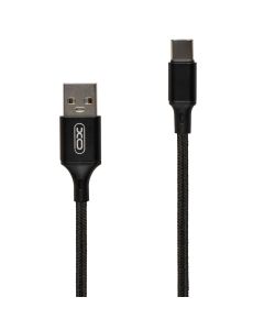 USB кабель XO NB143 плетений 2.4A 2м. Type-C Чёрный