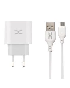Зарядний пристрій DC CA-D20 (1USB + 1USB-C) 2.4A + кабель Micro-USB Білий (White)