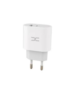 Зарядний пристрій DC CA-D20 (1USB + 1USB-C) 2.4A + кабель Micro-USB Білий (White)