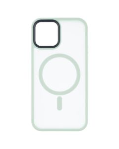 Чехол накладка для iPhone 12/12 Pro TPU+PC Металлические кнопки с MagSafe Цветной Зелёный (Мятный)