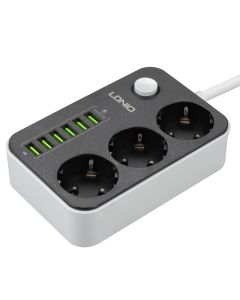 Мережевий фільтр LDNIO SE3631 6 USB + 3 розетки Чорний (Black)