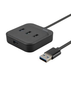 USB хаб Hoco HB31 4in1 converter USB to 4 USB3.0 1.2м Чорний (Black)
