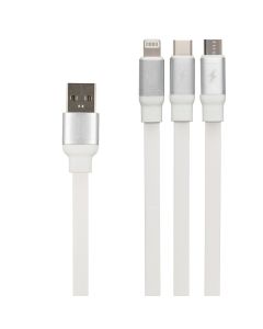 USB кабель Proove Triple Sync 3in1 Type-C+Micro-USB+Lightning 1.2м Білий (White)