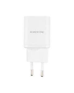 Зарядное устройство Borofone BN7 (1USB + 1USB-C) 20W + кабель Type-C to Lightning Белый (White)