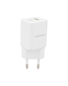 Зарядное устройство Borofone BN7 (1USB + 1USB-C) 20W + кабель Type-C to Lightning Белый (White)