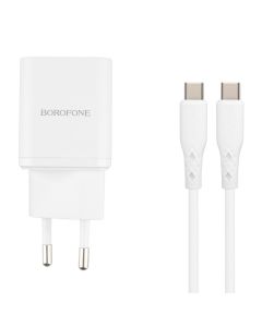 Зарядное устройство Borofone BN7 (1USB + 1USB-C) 20W + кабель Type-C to Type-C Белый