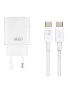 Зарядное устройство XO L130 (1USB + 1USB-C) PD&QC3.0 30W 3A + кабель Type-C to Type-C Белый (White)