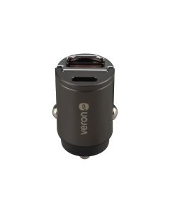 Автомобільний зарядний пристрій Veron CC-345 PD Type-C+USB QC3.0 45W Чорний (Black)