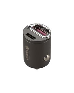 Автомобільний зарядний пристрій Veron CC-345 PD Type-C+USB QC3.0 45W Чорний (Black)