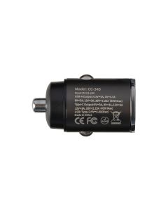 Автомобільний зарядний пристрій Veron CC-345 PD Type-C+USB QC3.0 45W Чорний (Black)