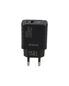 Зарядний пристрій Proove Speed Surge Gan 20W (1USB-C + 1USB) Чорний (Black)