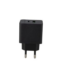 Зарядний пристрій Borofone BAS14A (1USB+1USB-C) 20W + кабель Type-C Чорний (Black)