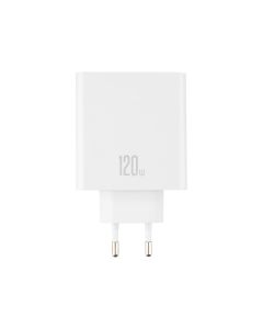 Зарядний пристрій XO L128 GaN (1USB) 120W + кабель Type-C Білий (White)