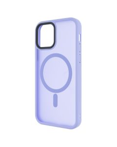 Чехол накладка для iPhone 12/12 Pro TPU+PC Металлические кнопки с MagSafe Цветной Фиолетовый