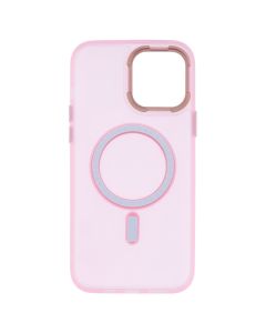 Чехол накладка для iPhone 13 Pro Max DM Прозрачный цвет MagSafe Розовый