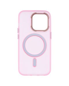 Чехол накладка для iPhone 14 Pro DM Прозрачный цвет MagSafe Розовый