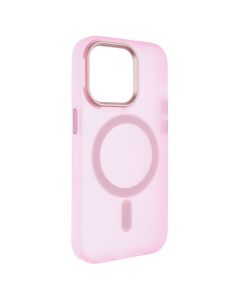 Чехол накладка для iPhone 14 Pro DM Прозрачный цвет MagSafe Розовый