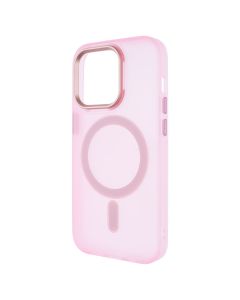 Чехол накладка для iPhone 14 Pro DM Прозрачный цвет MagSafe Розовый