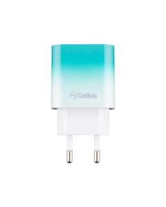 Зарядний пристрій Gelius Merge GP-HC060 GAN 30W (1USB+1USB-C) Зелений (Mint)