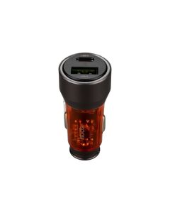 Автомобільний зарядний пристрій Hoco NZ12A 43W USB+Type-C Прозорий (Transparent Orange)