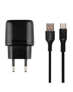 Зарядний пристрій Veron VR-C18Q 18W + кабель Type-C Чорний (Black)