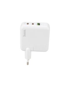 Зарядное устройство Hoco C115A GaN (1USB+2USB-C) 65W Белый