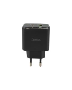 Зарядний пристрій Hoco CS42A (1USB+1USB-C) PD 30W+ кабель Type-C to Type-C Чорна (Black)