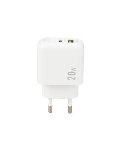 Зарядний пристрій Borofone BAS44A (1 USB+1 USB-C) 20W Білий (White)