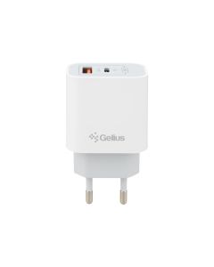Зарядний пристрій Gelius Merge GP-HC060 Gan (1 USB + 1 USB-C) 35W QC/PD/PPS Білий (White)