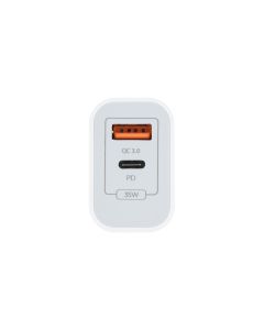 Зарядний пристрій Gelius Merge GP-HC060 Gan (1 USB + 1 USB-C) 35W QC/PD/PPS Білий (White)