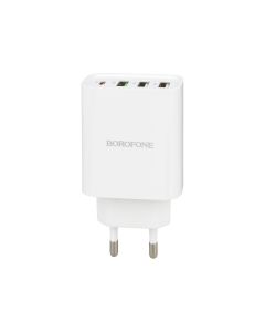 Зарядний пристрій Borofone BA79A (3 USB + 1 USB-C)  20W + кабель Type-C to Type-C Білий (White)