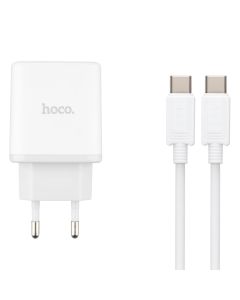 Зарядний пристрій Hoco C104A PD 20W+QC3.0 + кабель Type-C to Type-C Білий (White)