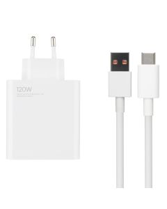 Зарядний пристрій Xiaomi 1USB 120W + кабель Type-C Білий (White)
