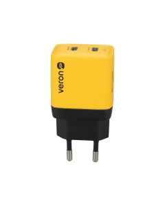 Зарядний пристрій Veron TC-35 GaN 40W (2 USB-C) Жовтий (Yellow)